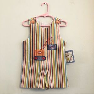 Three Sisters Crane Jon Jon Romper Rainbow Stripe Retro NWT 6m